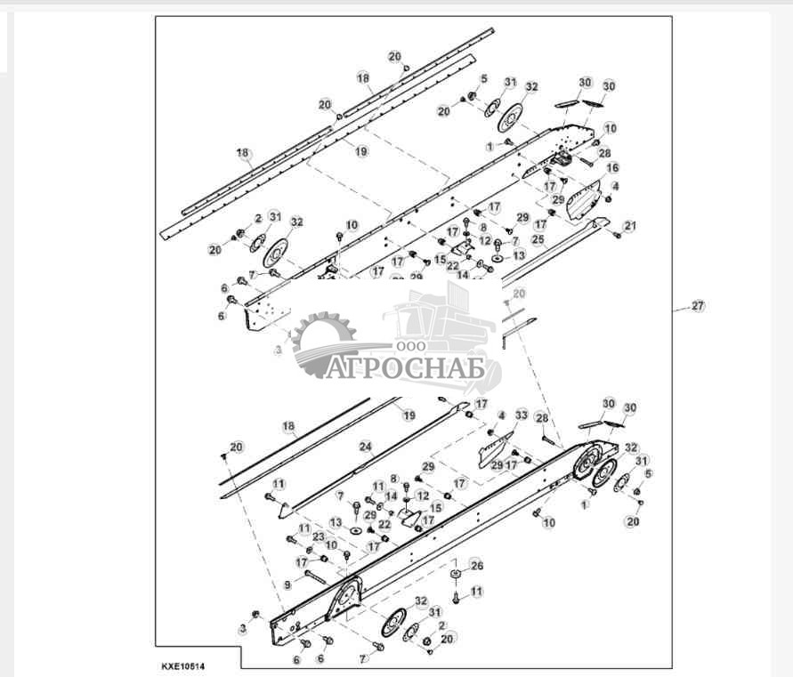 Комплект боковых пластин верхнего решета, боковины рамы нижнего решета, система очистки DynaFlo Plus 